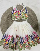 Ivory Floral Embroidered Kids Lehenga Set