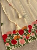Cream Floral Embroidered Lehenga Choli Set for Girls