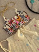Ivory Embroidered Lehenga Set with Nature Motifs