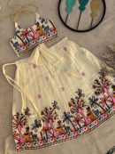 Ivory Embroidered Lehenga Set with Nature Motifs