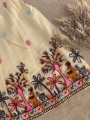 Ivory Embroidered Lehenga Set with Nature Motifs