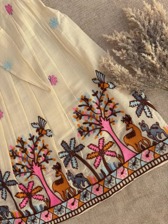 Ivory Embroidered Lehenga Set with Nature Motifs - Image 2