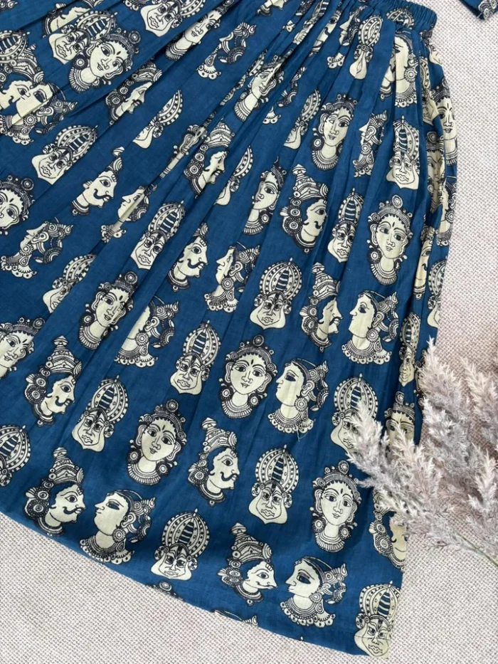 Girls’ Ethnic Printed Crop Top with Flared Skirt - Image 3