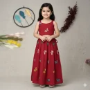 Stylish Butterfly Embroidered Kids Outfit – Red