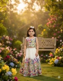 Ivory Floral Embroidered Kids Lehenga Set